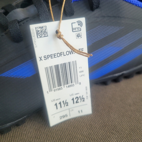 Men Adidas X SPEEDFLOW4 TF FY3333 Black/Blue US 11.5 - Picture 4 of 8